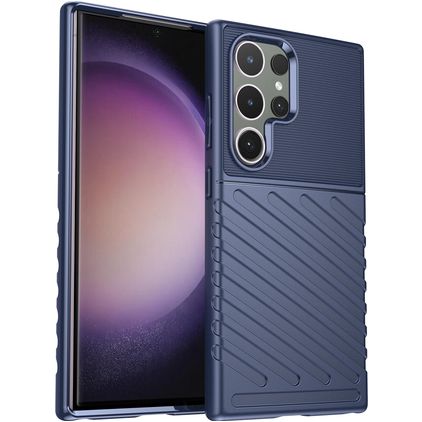 Mobigear Groove Samsung Galaxy S24 Ultra Hoesje Flexibel TPU Backcover - Blauw