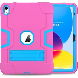Mobigear ShieldStand iPad 10 (2022) Hoes Hard Kunststof,Siliconen Backcover + Standaard - Blauw / Magenta
