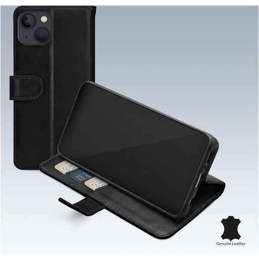 Mobilize Wallet iPhone 13 Hoesje Echt Leer Bookcase Portemonnee - Zwart