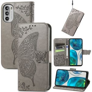 Mobigear Butterfly Motorola Moto G52 Hoesje Bookcase Portemonnee - Grijs