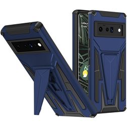 Mobigear Armor Stand Google Pixel 6 Pro Hoesje Hardcase Backcover Shockproof met Standaard - Blauw