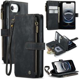 CaseMe C30 iPhone 16e Hoesje Bookcase Portemonnee - Zwart