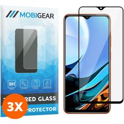 Mobigear Premium Xiaomi Redmi 9T Glazen Screenprotector - Case Friendly - Zwart (3-Pack)