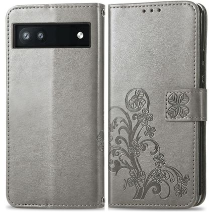 Mobigear Clover Google Pixel 6a Hoesje Bookcase Portemonnee - Grijs