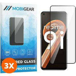 Mobigear Premium Realme 9i Glazen Screenprotector - Case Friendly - Zwart (3-Pack)