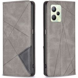 Mobigear Rhombus Slim Realme C35 Hoesje Bookcase - Grijs