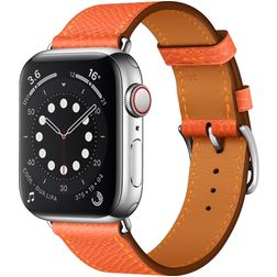 Mobigear Torino Leren Apple Watch Bandje Gespsluiting - 42/41/40/38 mm - Oranje