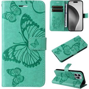 Mobigear Butterfly iPhone 16 Pro Max Hoesje Bookcase Portemonnee - Groen