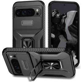 Mobigear Armor Ring Cam Slide Google Pixel 9 Pro XL Hoesje Hardcase Backcover Shockproof met Ringhouder en Camera Slider - Zwart