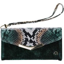 Mobilize Gelly Velvet iPhone 12 Hoesje Uitneembare 2in1 Clutch - Green Snake