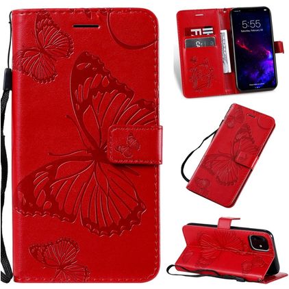 Mobigear Butterfly iPhone 11 Hoesje Bookcase Portemonnee - Rood