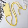Mobigear Lanyard Card iPhone 15 Pro Siliconen Hoesje met koord en Pasjeshouder - Geel