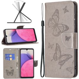 Mobigear Butterfly Samsung Galaxy A33 Hoesje Bookcase Portemonnee - Grijs