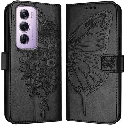 Mobigear Butterfly OPPO Reno 12 Pro Hoesje Bookcase Portemonnee - Zwart