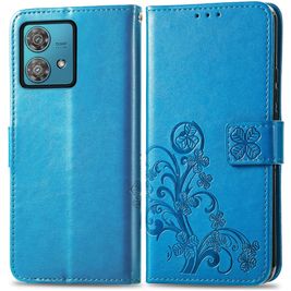 Mobigear Clover Motorola Edge 40 Neo Hoesje Bookcase Portemonnee - Blauw