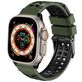 Mobigear Aero Armor Siliconen Apple Watch Bandje Gespsluiting - 49/46/45/44 mm - Zwart / Groen