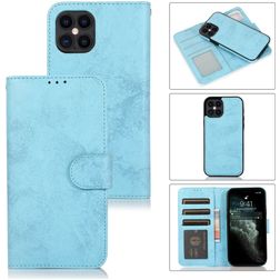 Mobigear Wallet iPhone 12 Hoesje Uitneembare 2in1 Bookcase Portemonnee - Babyblauw