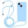 Mobigear Lanyard iPhone 14 Plus Siliconen Hoesje met koord - Babyblauw
