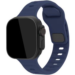 Mobilize Sports Siliconen Apple Watch Bandje Druksluiting - 42/41/40/38 mm - Blauw