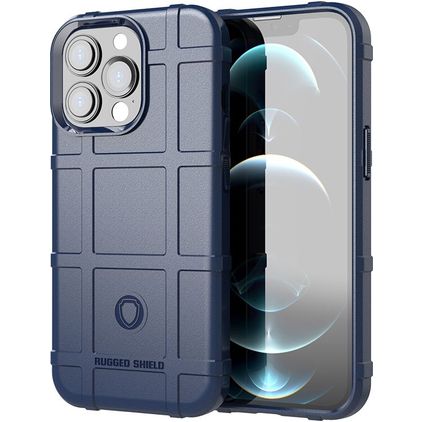 Mobigear Rugged Shield iPhone 13 Pro Max Hoesje Flexibel TPU Backcover Shockproof - Blauw