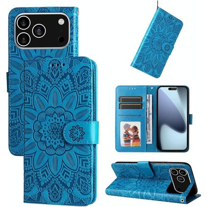 Mobigear Sunflower iPhone 17 Pro Hoesje Bookcase Portemonnee - Blauw