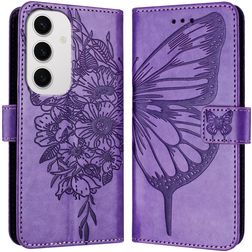 Mobigear Butterfly Samsung Galaxy S24 FE Hoesje Bookcase Portemonnee - Paars