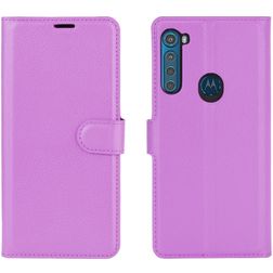 Mobigear Classic Motorola One Fusion Plus Hoesje Bookcase Portemonnee - Paars