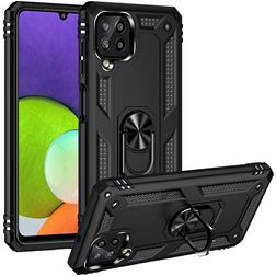 Mobigear Armor Ring Samsung Galaxy A22 4G Hoesje Hardcase Backcover Shockproof met Ringhouder - Zwart