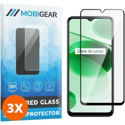 Mobigear Premium Realme C35 Glazen Screenprotector - Case Friendly - Zwart (3-Pack)