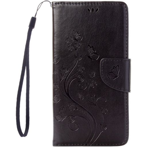 Mobigear Flowers iPhone SE (2020) Hoesje Bookcase Portemonnee - Zwart