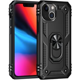 Mobigear Armor Ring iPhone 13 Hoesje Hardcase Backcover Shockproof met Ringhouder - Zwart
