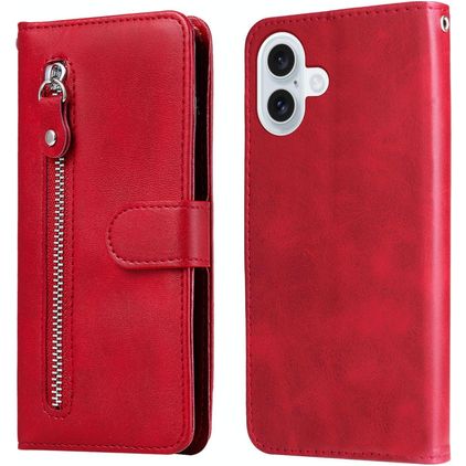 Mobigear Zipper iPhone 17 Hoesje Bookcase Portemonnee - Rood