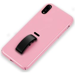 Mobigear Rubber Ring iPhone XS Max Hoesje Hardcase Backcover met Ringhouder - Roze