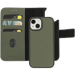 Mobiparts Wallet iPhone 15 MagSafe Hoesje Echt Leer Uitneembare 2in1 Bookcase Portemonnee - Groen