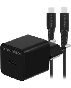 Mobilize Single USB-C Oplader USB-C 1.2 Meter Power Delivery 30W - Zwart