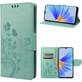 Mobigear Flowers OPPO A17 Hoesje Bookcase Portemonnee - Groen