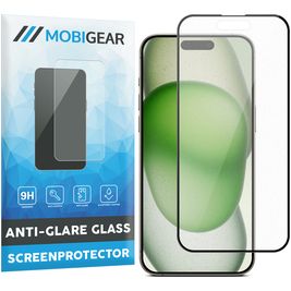 Mobigear Premium iPhone 15 Plus Glazen Screenprotector Anti-Glare - Case Friendly - Zwart