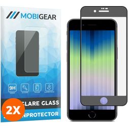 Mobigear Premium iPhone SE (2022) Glazen Screenprotector - Case Friendly - Zwart (2-Pack)