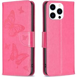 Mobigear Butterfly iPhone 15 Pro Hoesje Bookcase Portemonnee - Magenta