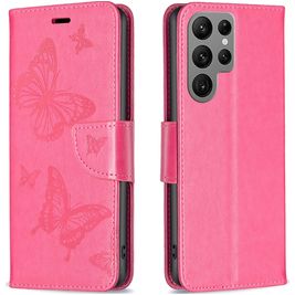 Mobigear Butterfly Samsung Galaxy S24 Ultra Hoesje Bookcase Portemonnee - Rood