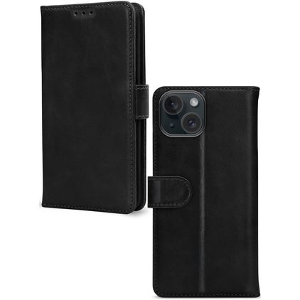 Mobilize Premium Gelly Wallet iPhone 15 Plus Hoesje Bookcase Portemonnee - Zwart