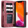 Caseme 008 iPhone 12 Hoesje Uitneembare 2in1 Bookcase Portemonnee - Rood