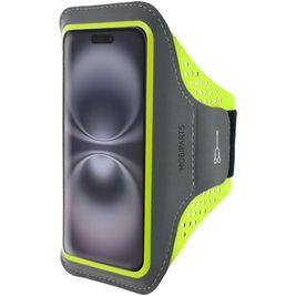 Mobiparts Comfort Fit Telefoonhouder Hardlopen iPhone 16 Sport Hoesje Neopreen Sportarmband - Neon Green