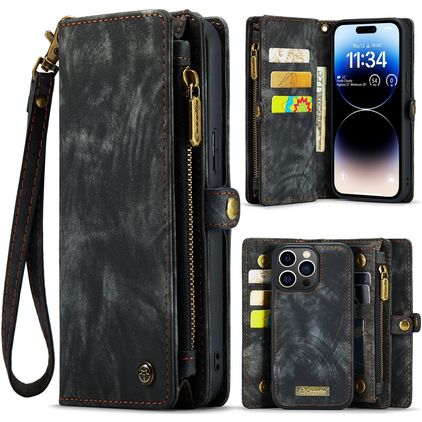 Caseme 008 iPhone 15 Pro Hoesje Uitneembare 2in1 Bookcase Portemonnee - Zwart