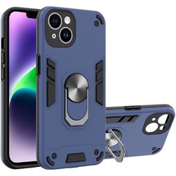 Mobigear Armor Ring iPhone 14 Hoesje Hardcase Backcover Shockproof met Ringhouder - Blauw