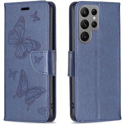 Mobigear Butterfly Samsung Galaxy S23 Ultra Hoesje Bookcase Portemonnee - Blauw