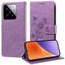 Mobigear Flowers Xiaomi 15 Hoesje Bookcase Portemonnee - Paars