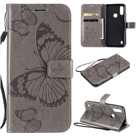 Mobigear Butterfly Motorola Moto E6s (2020) Hoesje Bookcase Portemonnee - Grijs