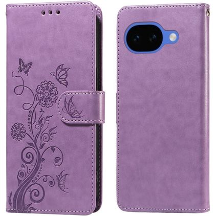 Mobigear Flowers Google Pixel 10a Hoesje Bookcase Portemonnee - Paars