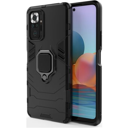Mobigear Armor Ring Xiaomi Redmi Note 10 Pro Hoesje Hardcase Backcover Shockproof met Ringhouder - Zwart